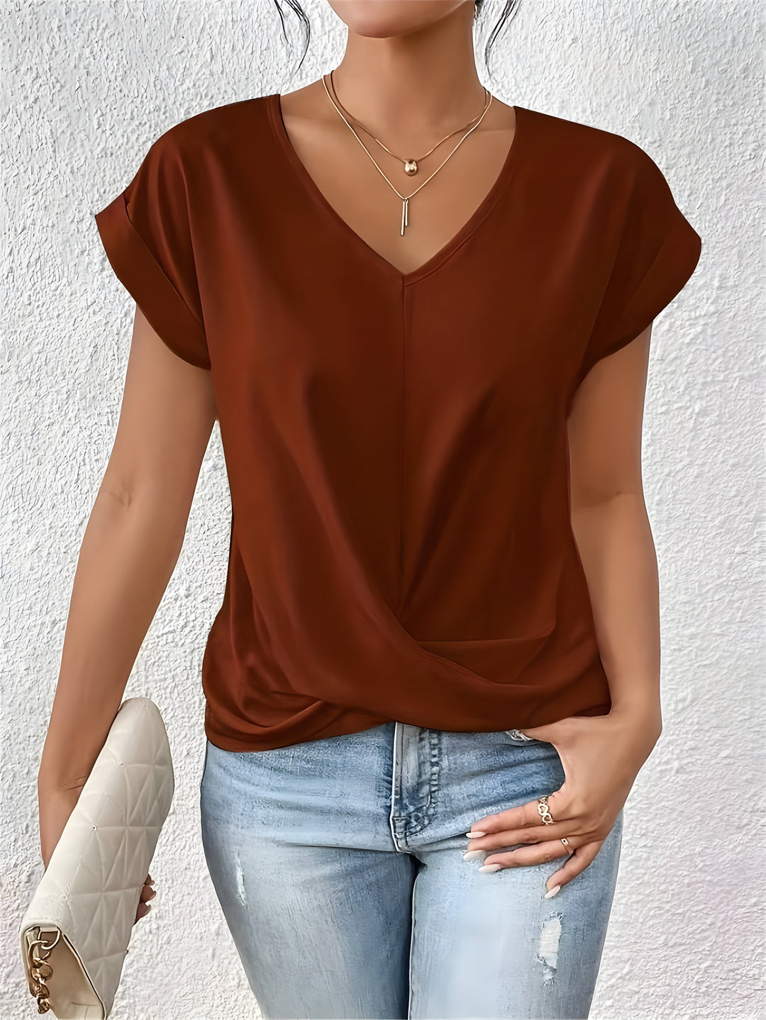 Michelle – Twist Front V-Neck Top