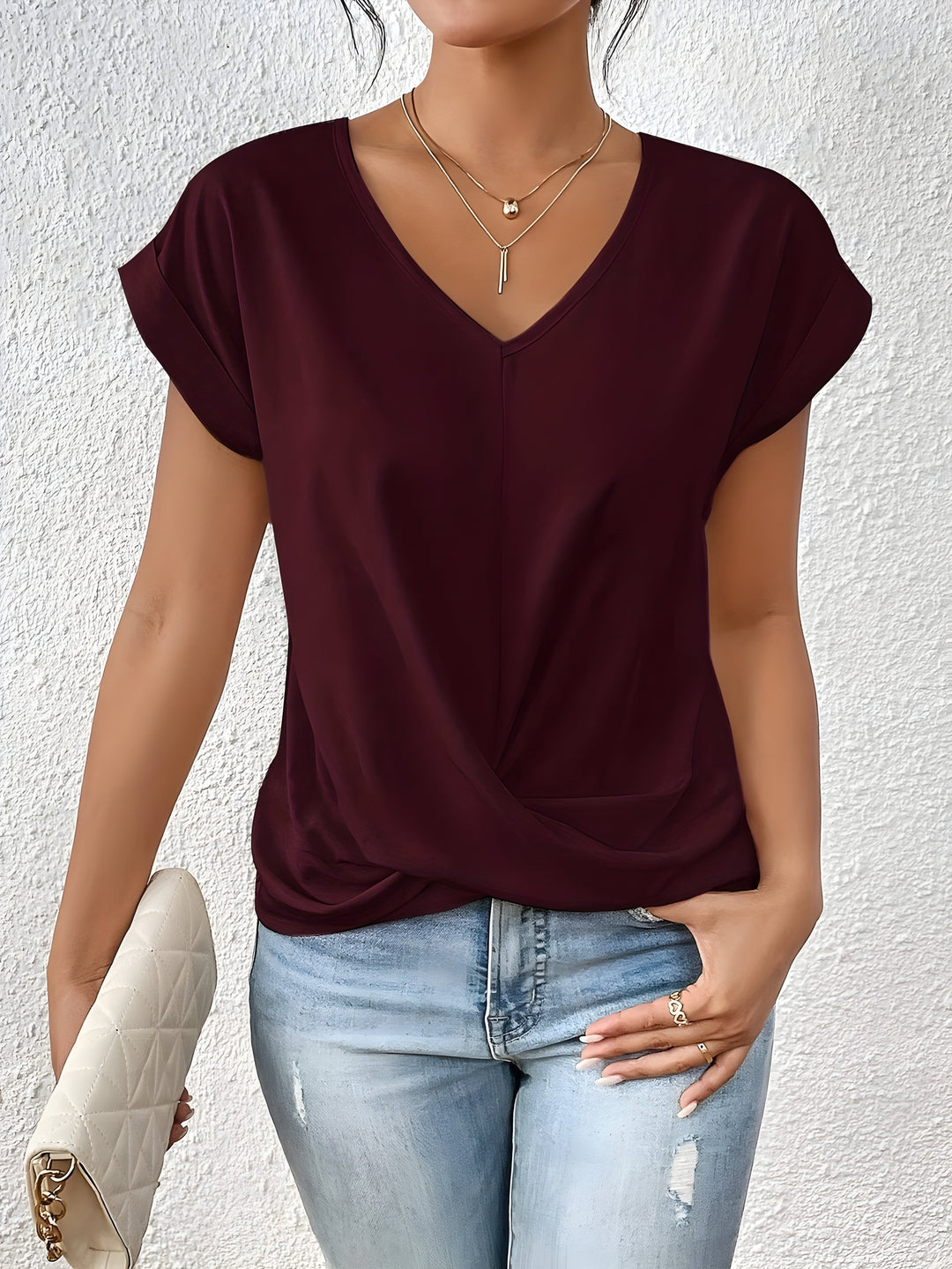 Michelle – Twist Front V-Neck Top