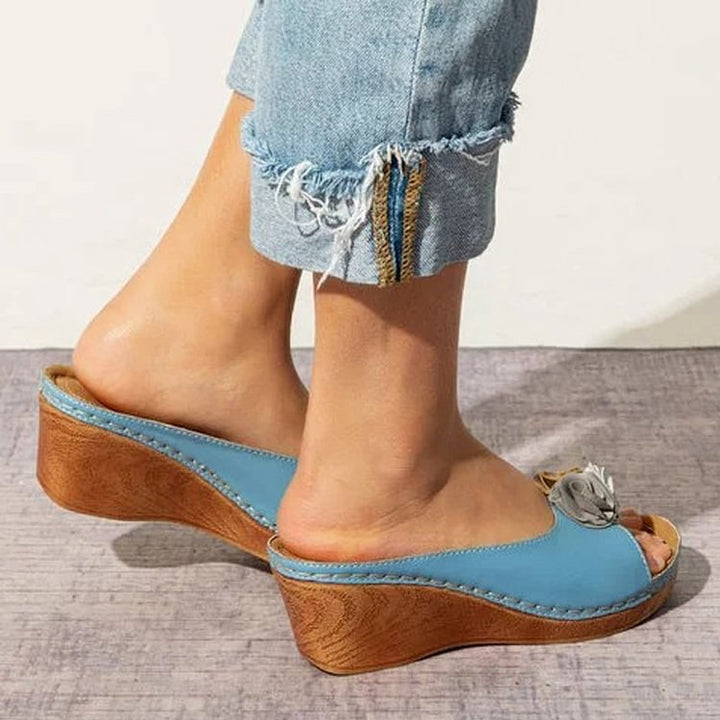 Lisa - Floral Wedge Sandals
