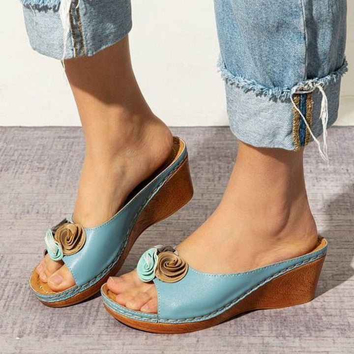 Lisa - Floral Wedge Sandals