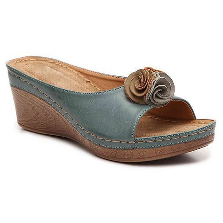 Lisa - Floral Wedge Sandals